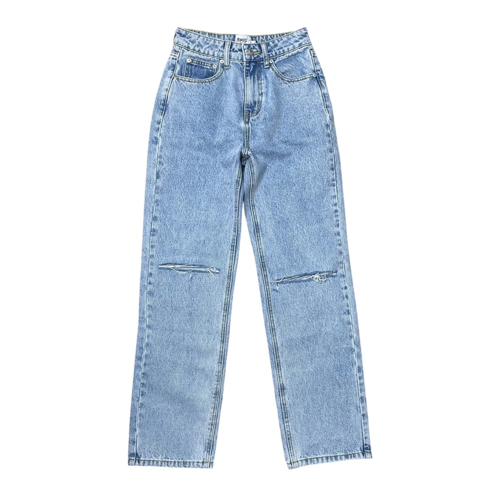✨ Princess Polly High Rise Straight Leg Jeans Light Wash Distressed NWT
